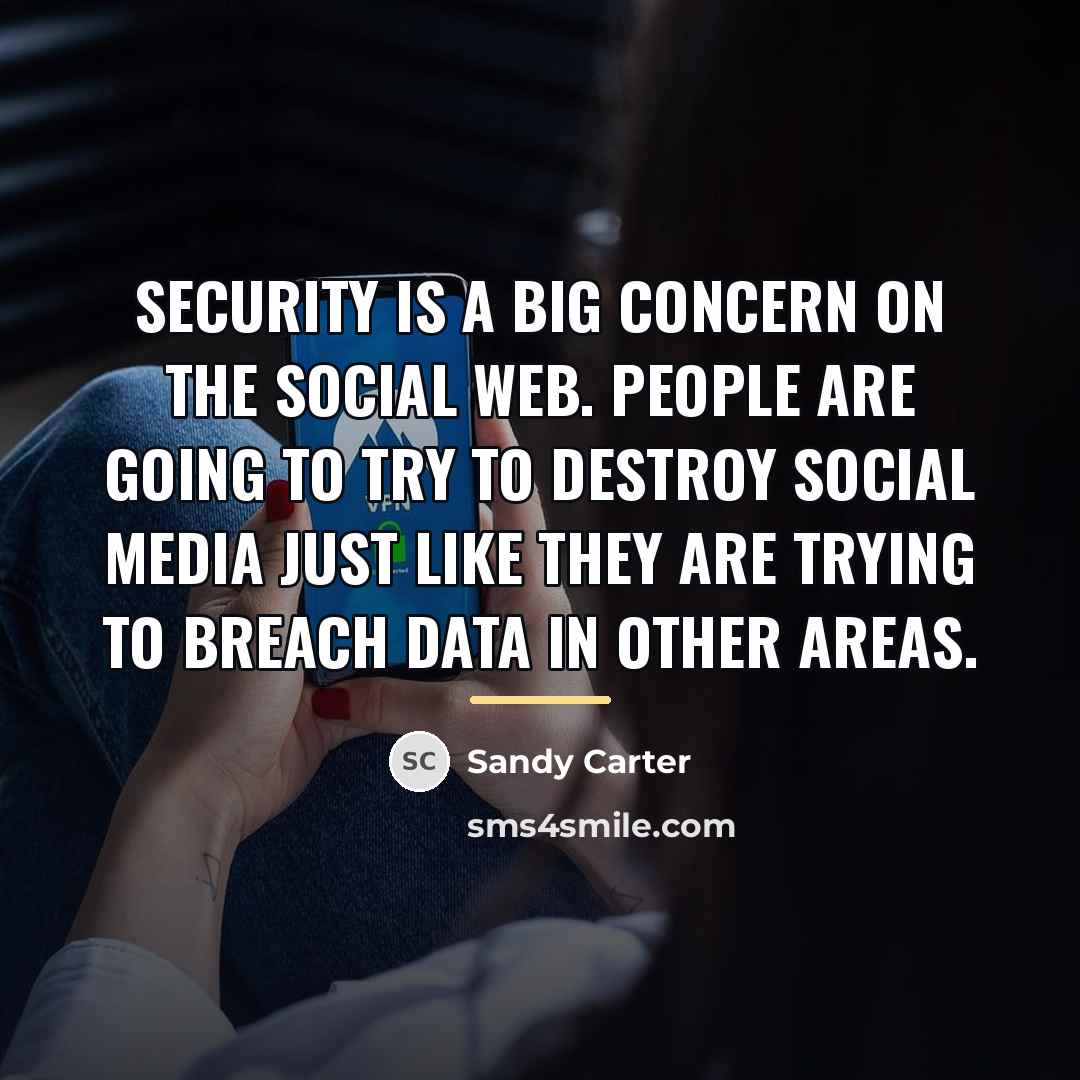“Security is a big concern on the social web. People…” quote by Sandy Carter