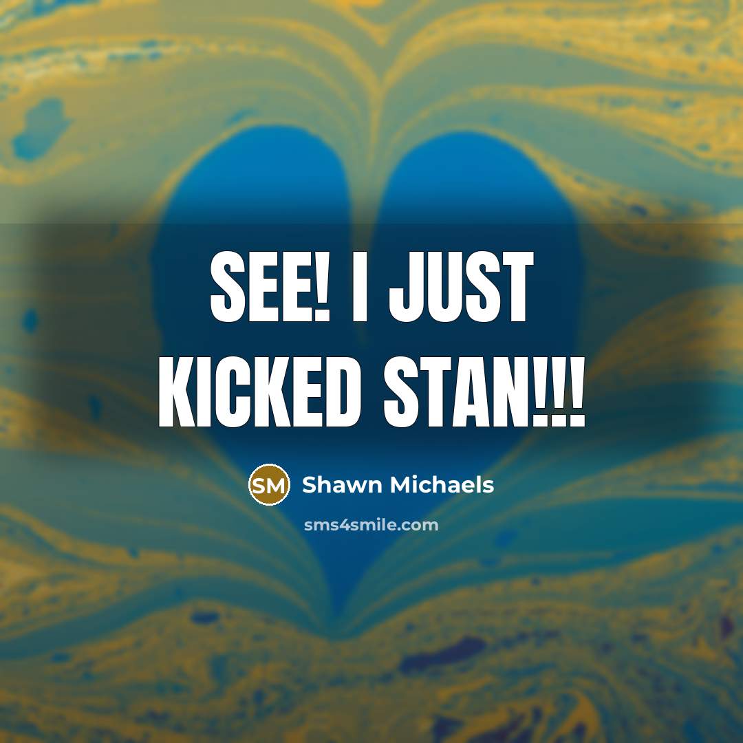 “See! I just kicked Stan!!!…” quote by Shawn Michaels
