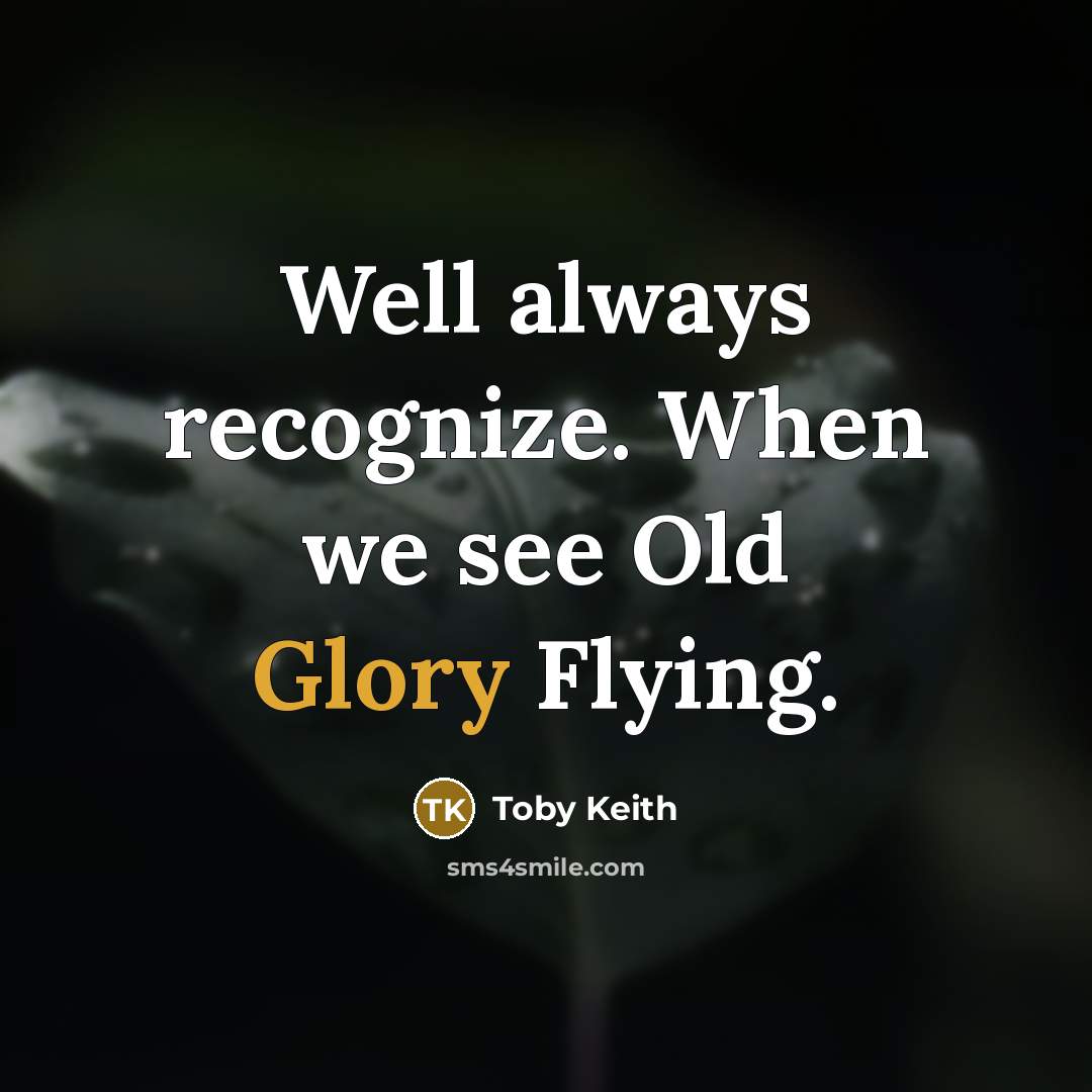“Well always recognize. When we see Old Glory Flying.” quote by Toby Keith