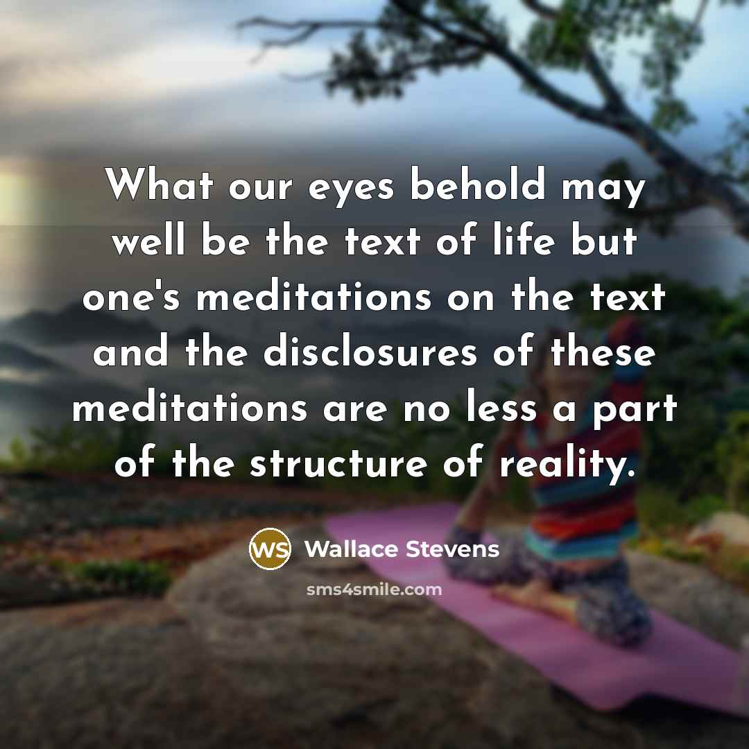 “What our eyes behold may well be the text of…” quote by Wallace Stevens