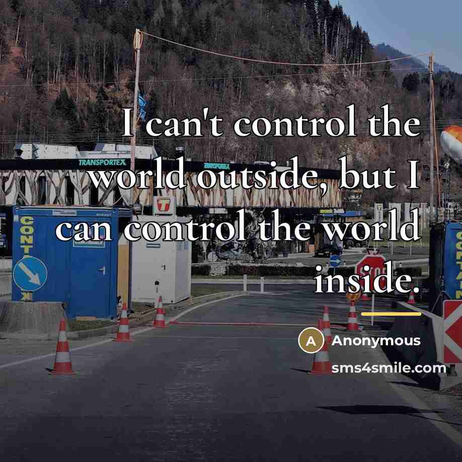 “I can't control the world outside, but I can control…” quote by Anonymous