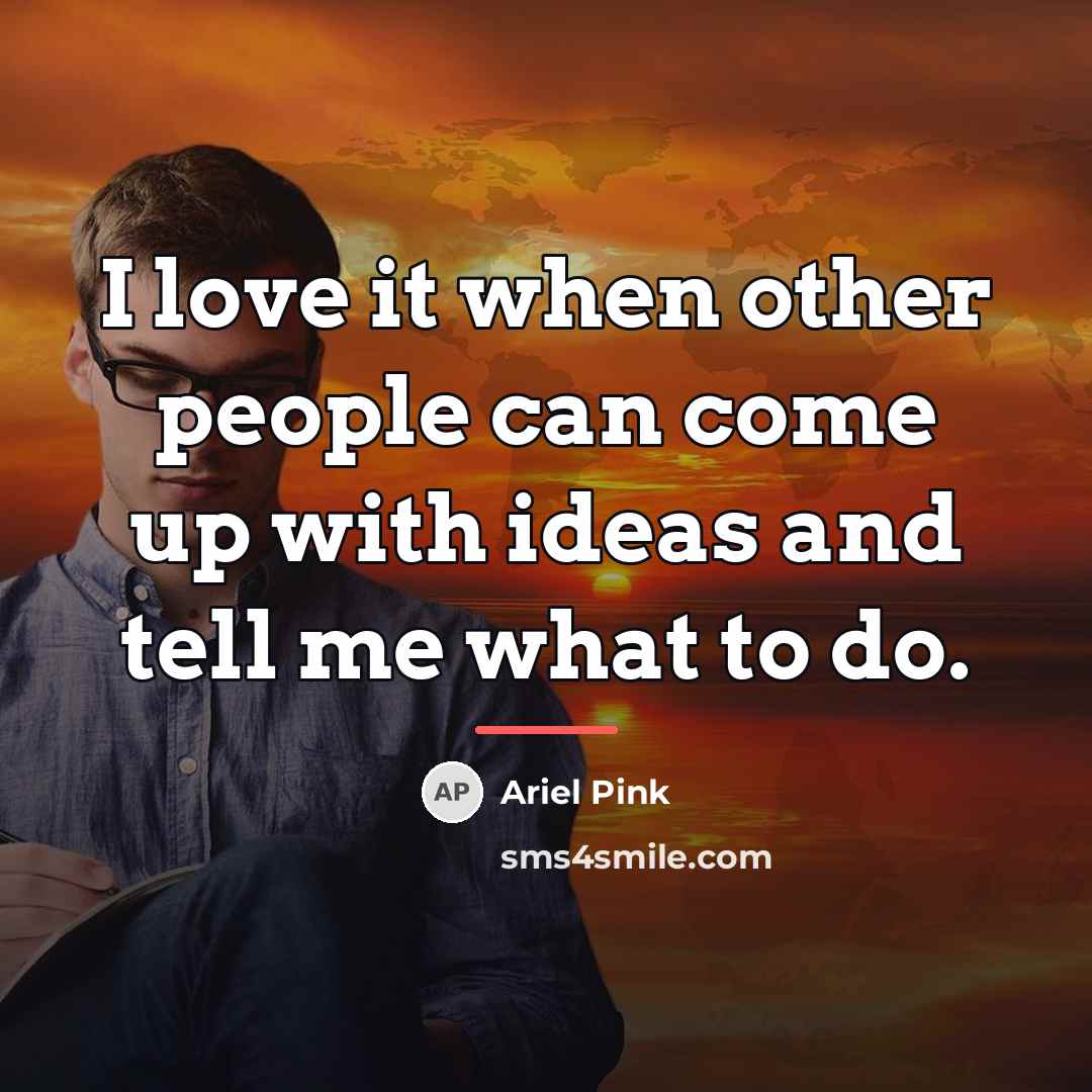 “I love it when other people can come up with…” quote by Ariel Pink