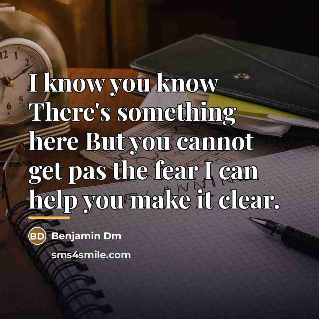 “I know you know There's something here But you cannot…” quote by Benjamin Dm