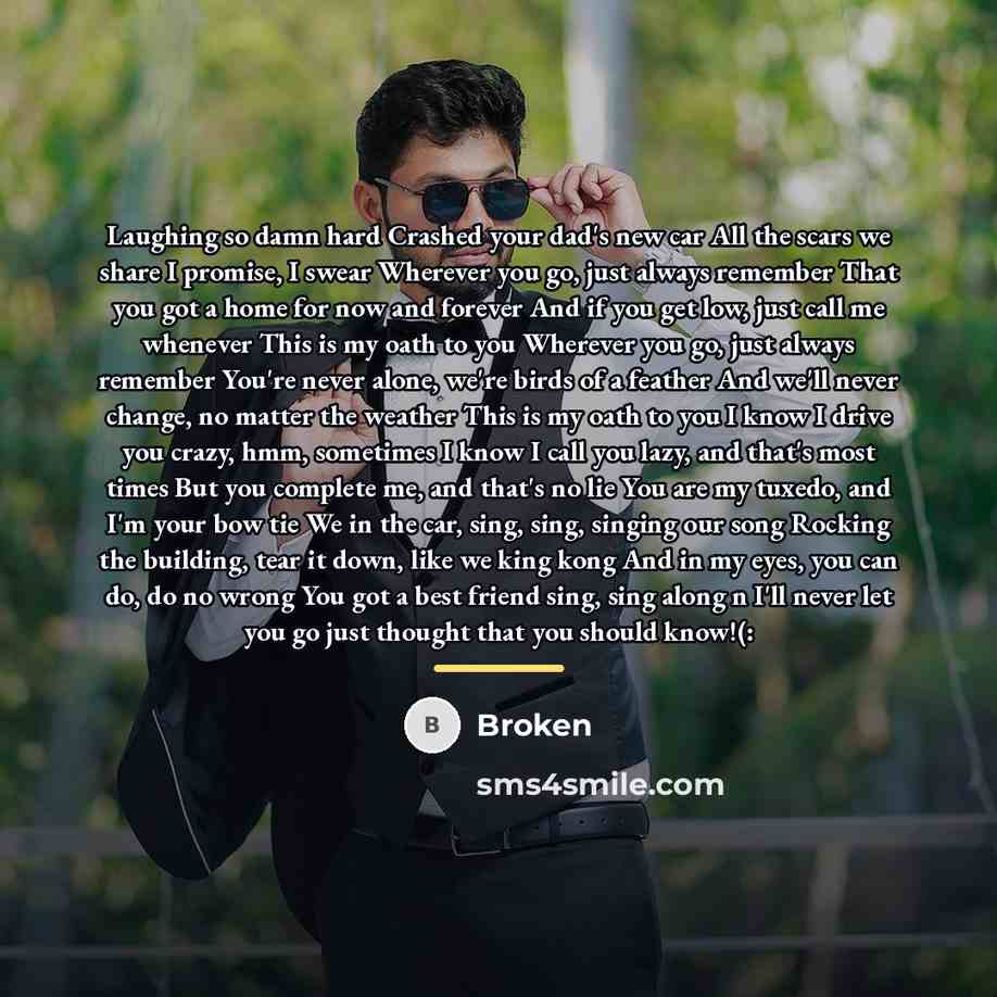 “Laughing so damn hard Crashed your dad's new car All…” quote by Broken
