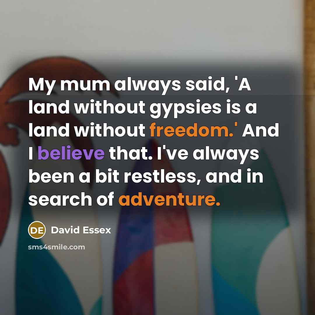 “My mum always said, 'A land without gypsies is a…” quote by David Essex