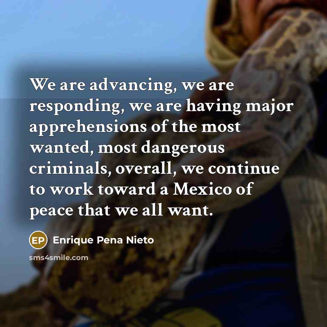 “We are advancing, we are responding, we are having major…” quote by Enrique Pena Nieto