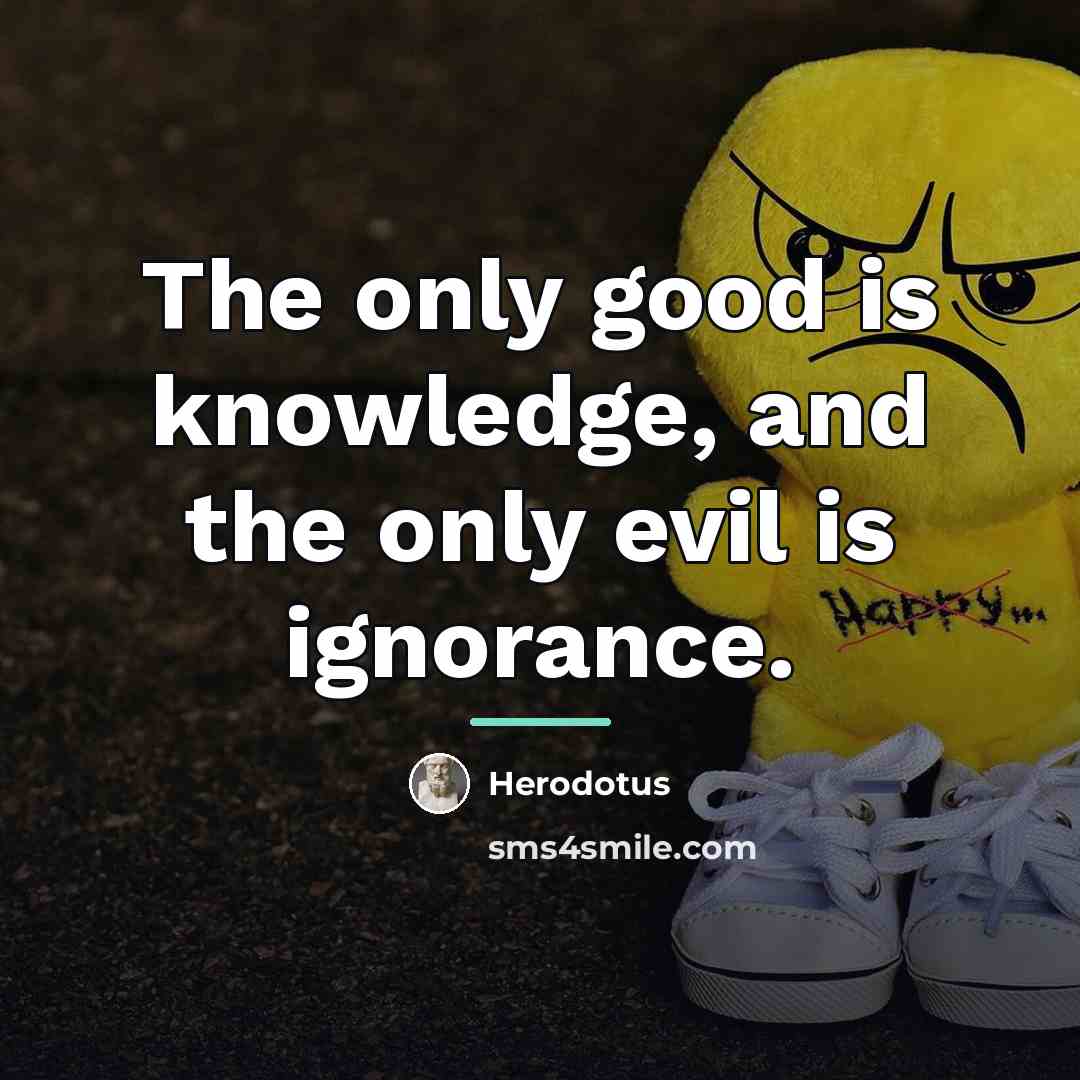 “The only good is knowledge, and the only evil is…” quote by Herodotus