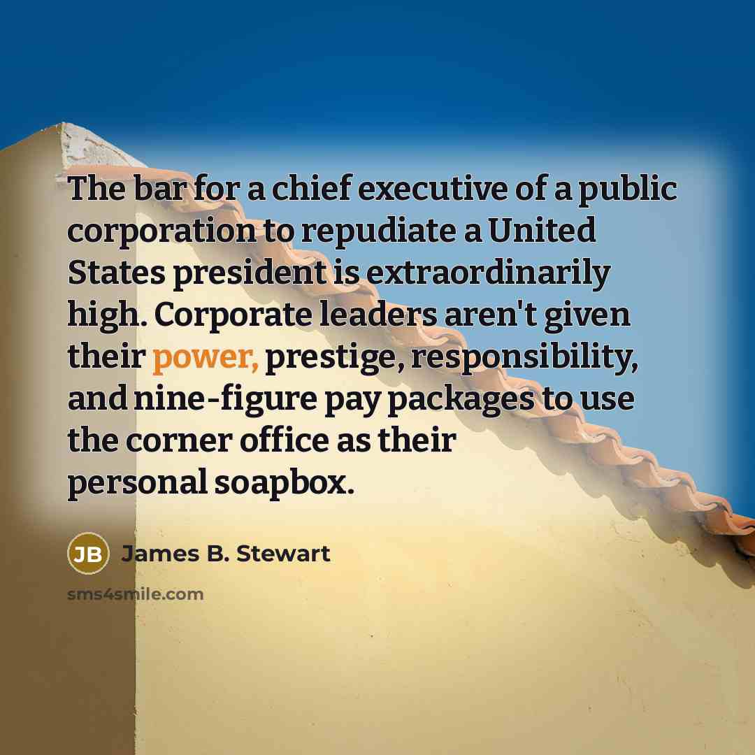 “The bar for a chief executive of a public corporation…” quote by James B. Stewart