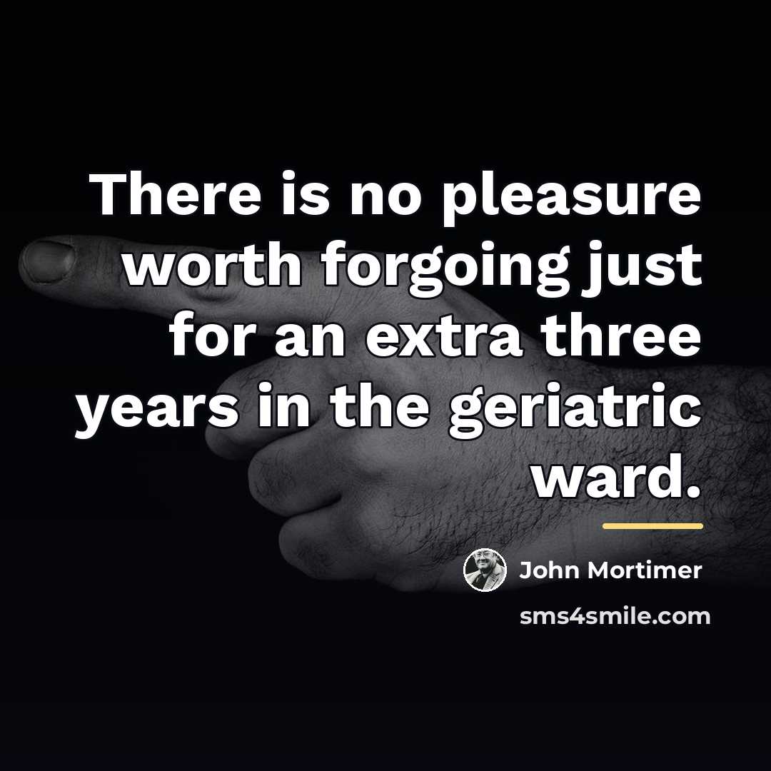 “There is no pleasure worth forgoing just for an extra…” quote by John Mortimer
