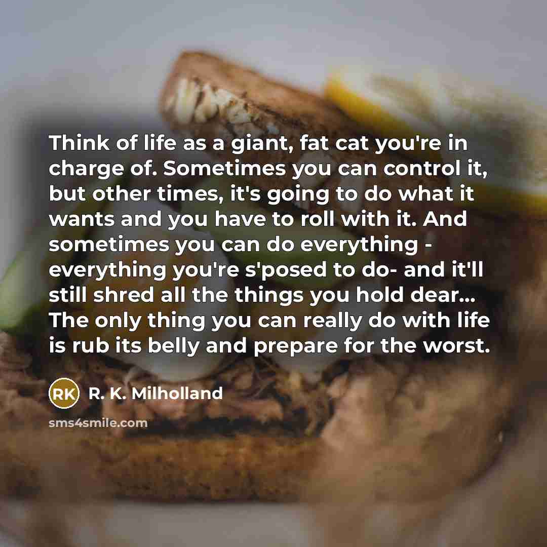 “Think of life as a giant, fat cat you're in…” quote by R. K. Milholland