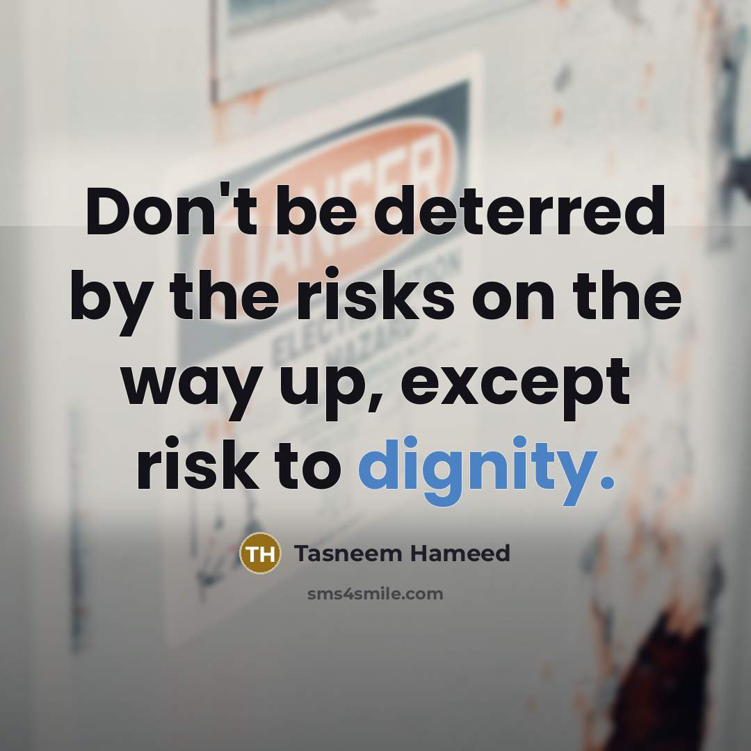 “Don't be deterred by the risks on the way up,…” quote by Tasneem Hameed
