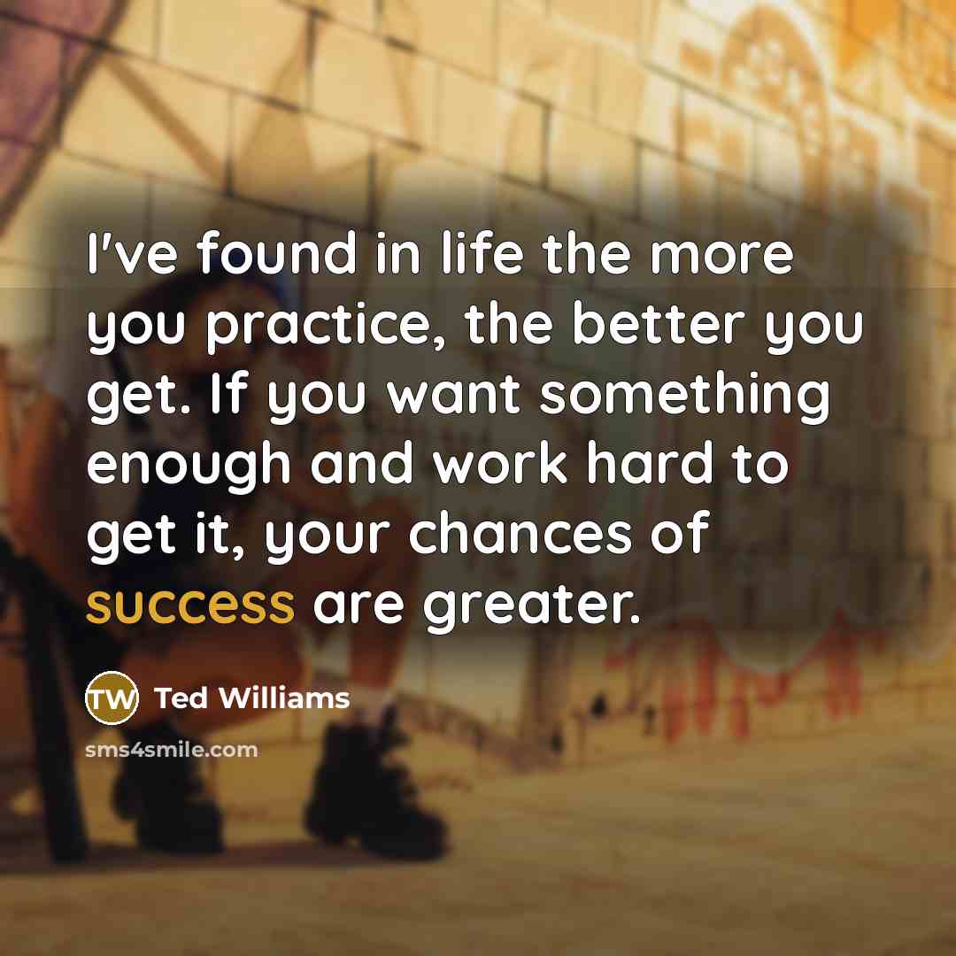 “I've found in life the more you practice, the better…” quote by Ted Williams