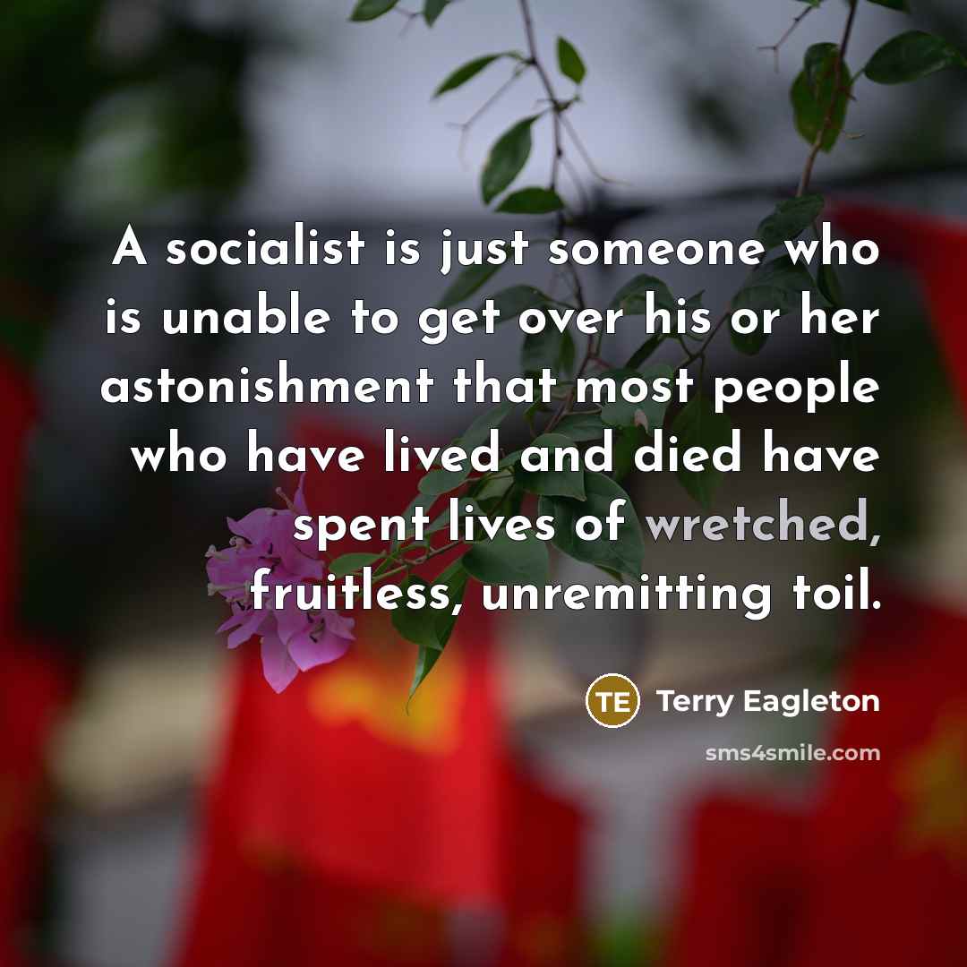 “A socialist is just someone who is unable to get…” quote by Terry Eagleton