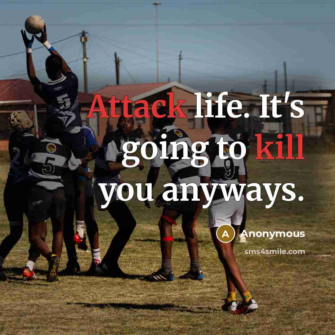 “Attack life. It's going to kill you anyways.” quote by Anonymous