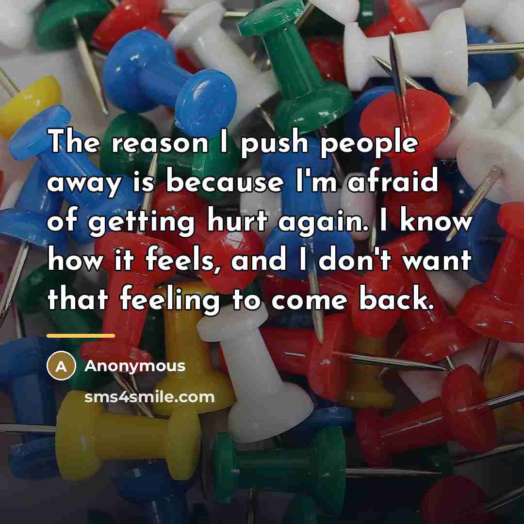 “The reason I push people away is because I'm afraid…” quote by Anonymous