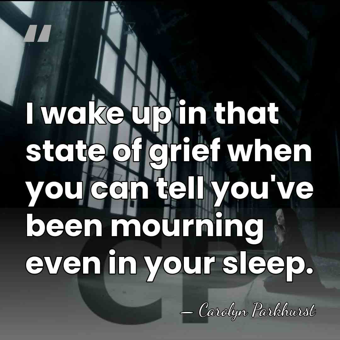 I wake up in that state of grief when you can tell&hellip; - Carolyn Parkhurst