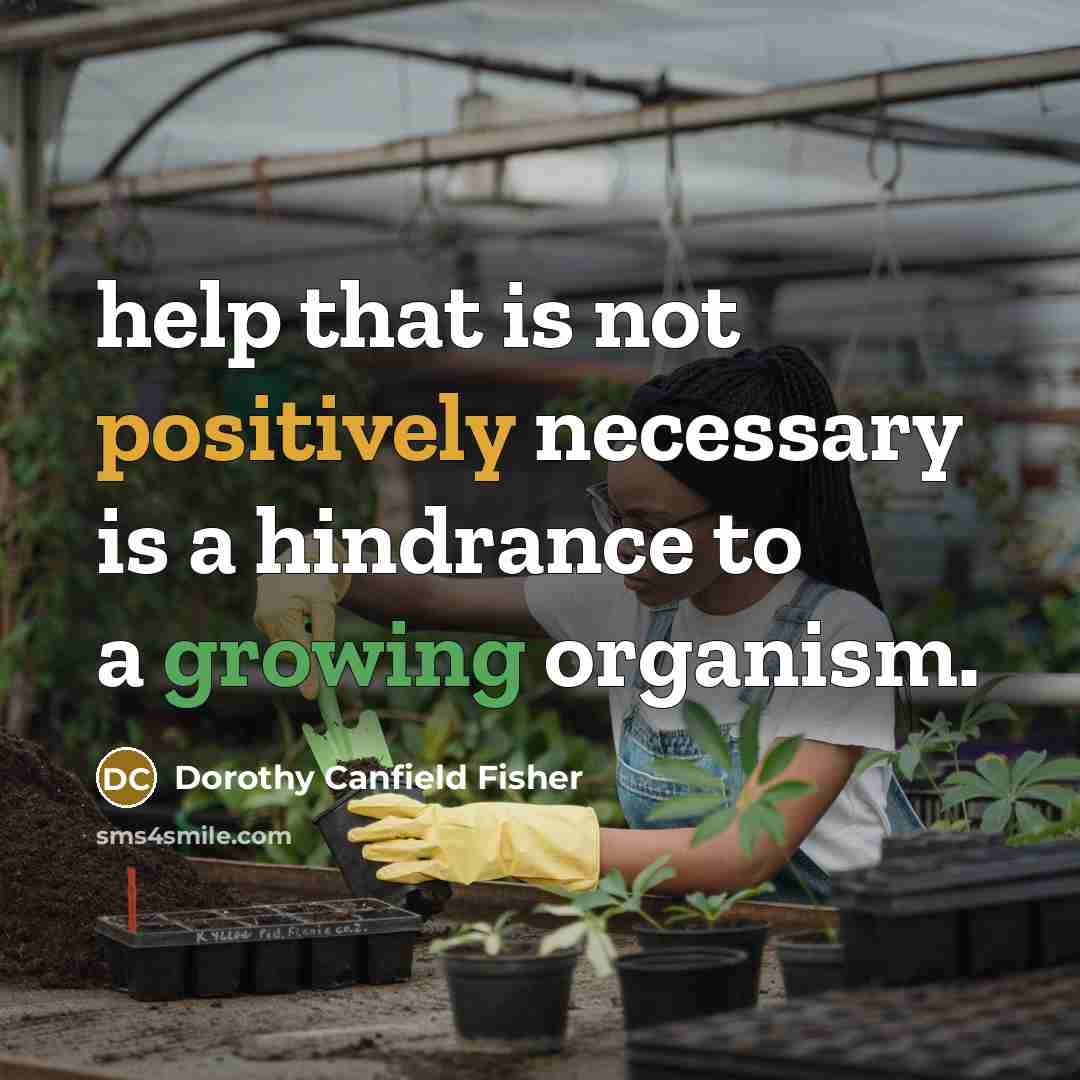 “help that is not positively necessary is a hindrance to…” quote by Dorothy Canfield Fisher