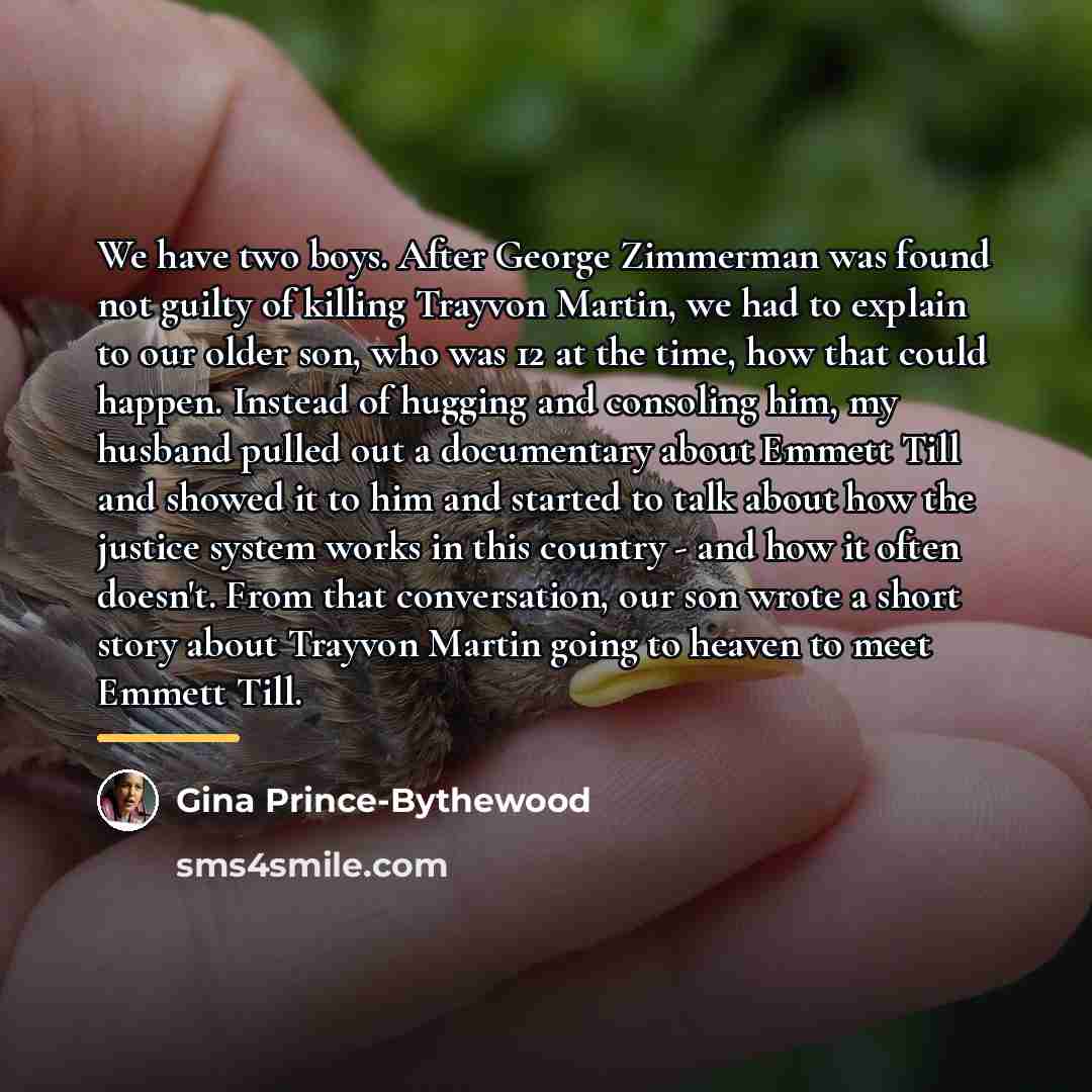 “We have two boys. After George Zimmerman was found not…” quote by Gina Prince-Bythewood