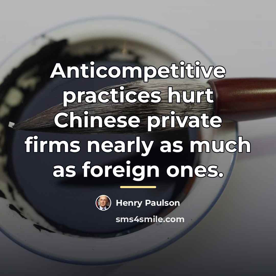 “Anticompetitive practices hurt Chinese private firms nearly as much as…” quote by Henry Paulson