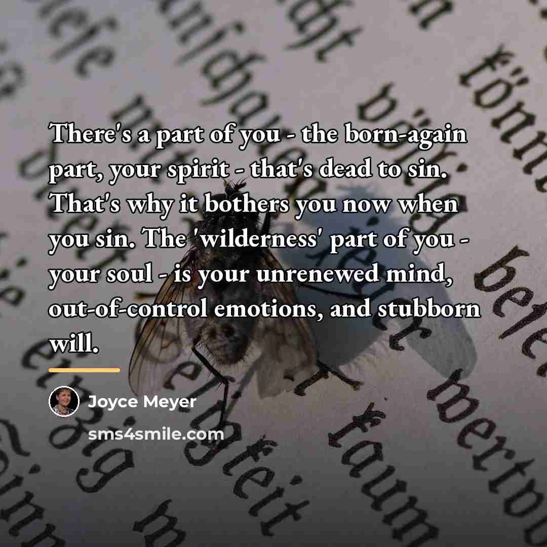 “There's a part of you - the born-again part, your…” quote by Joyce Meyer