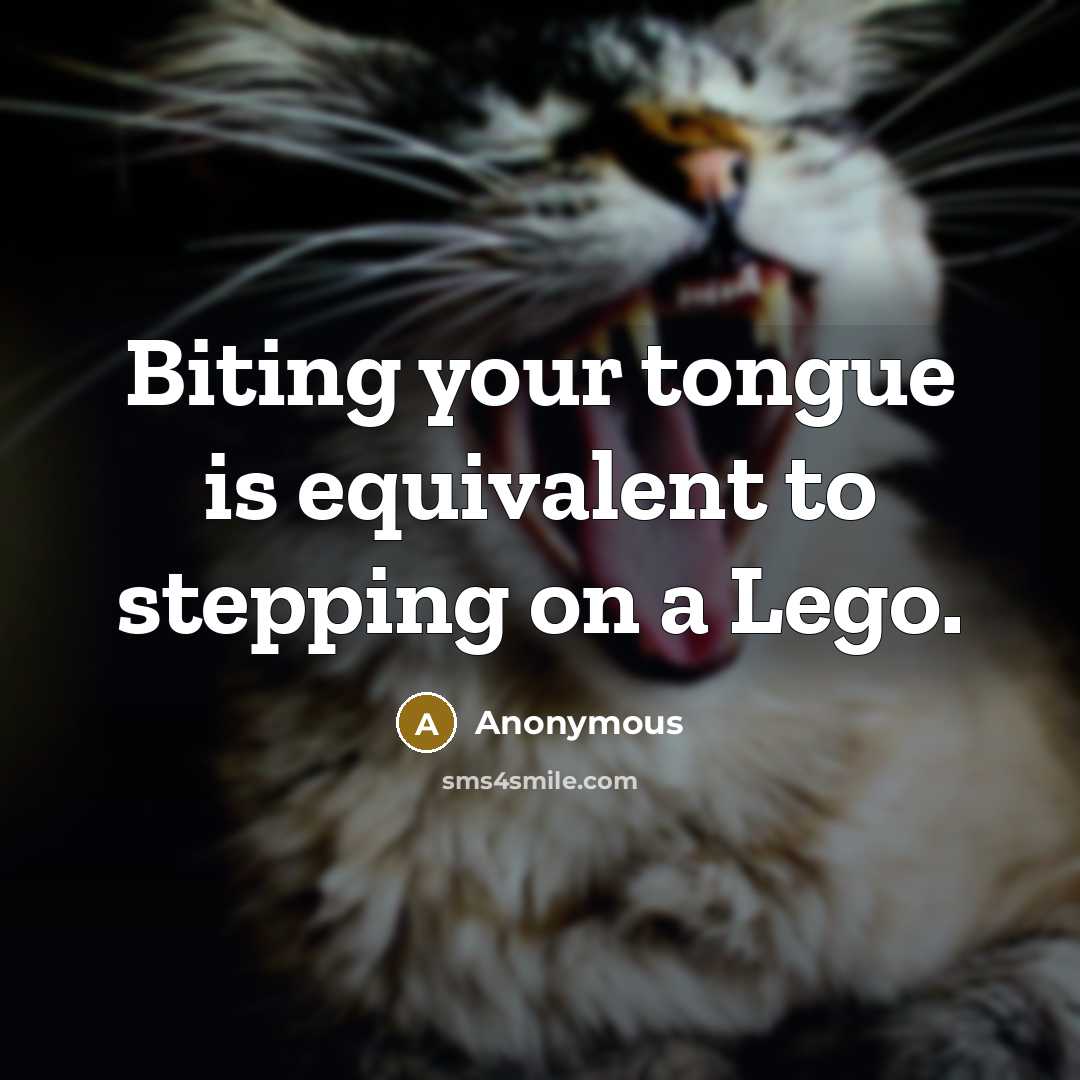 “Biting your tongue is equivalent to stepping on a Lego.” quote by Anonymous