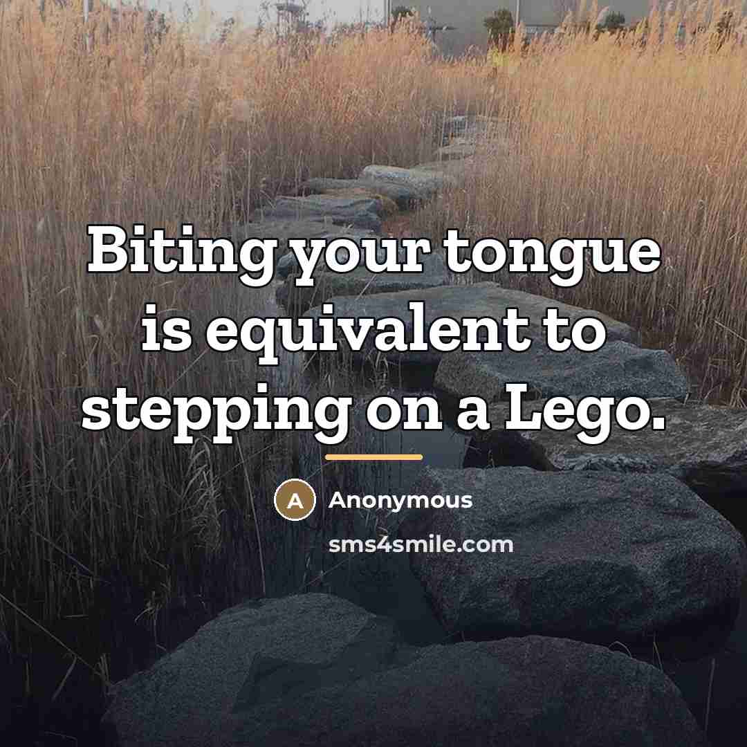 “Biting your tongue is equivalent to stepping on a Lego.…” quote by Anonymous