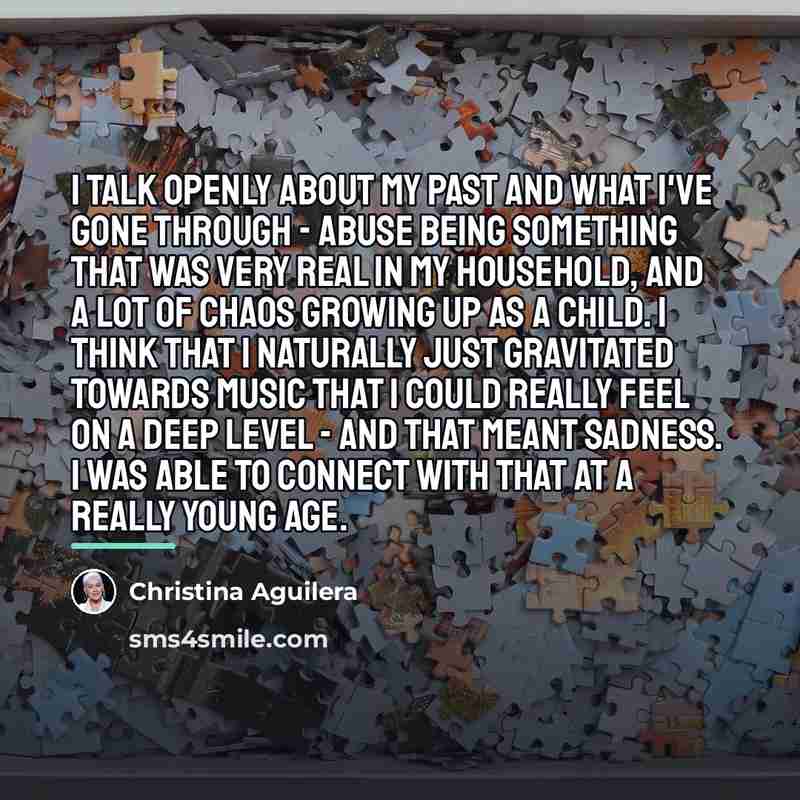 “I talk openly about my past and what I've gone…” quote by Christina Aguilera