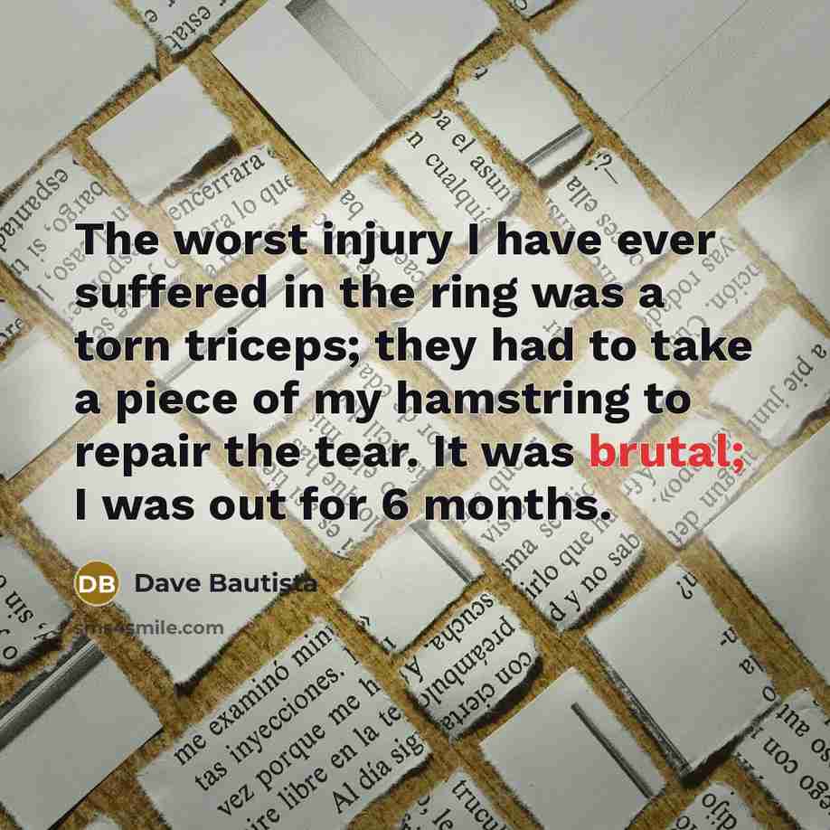 “The worst injury I have ever suffered in the ring…” quote by Dave Bautista