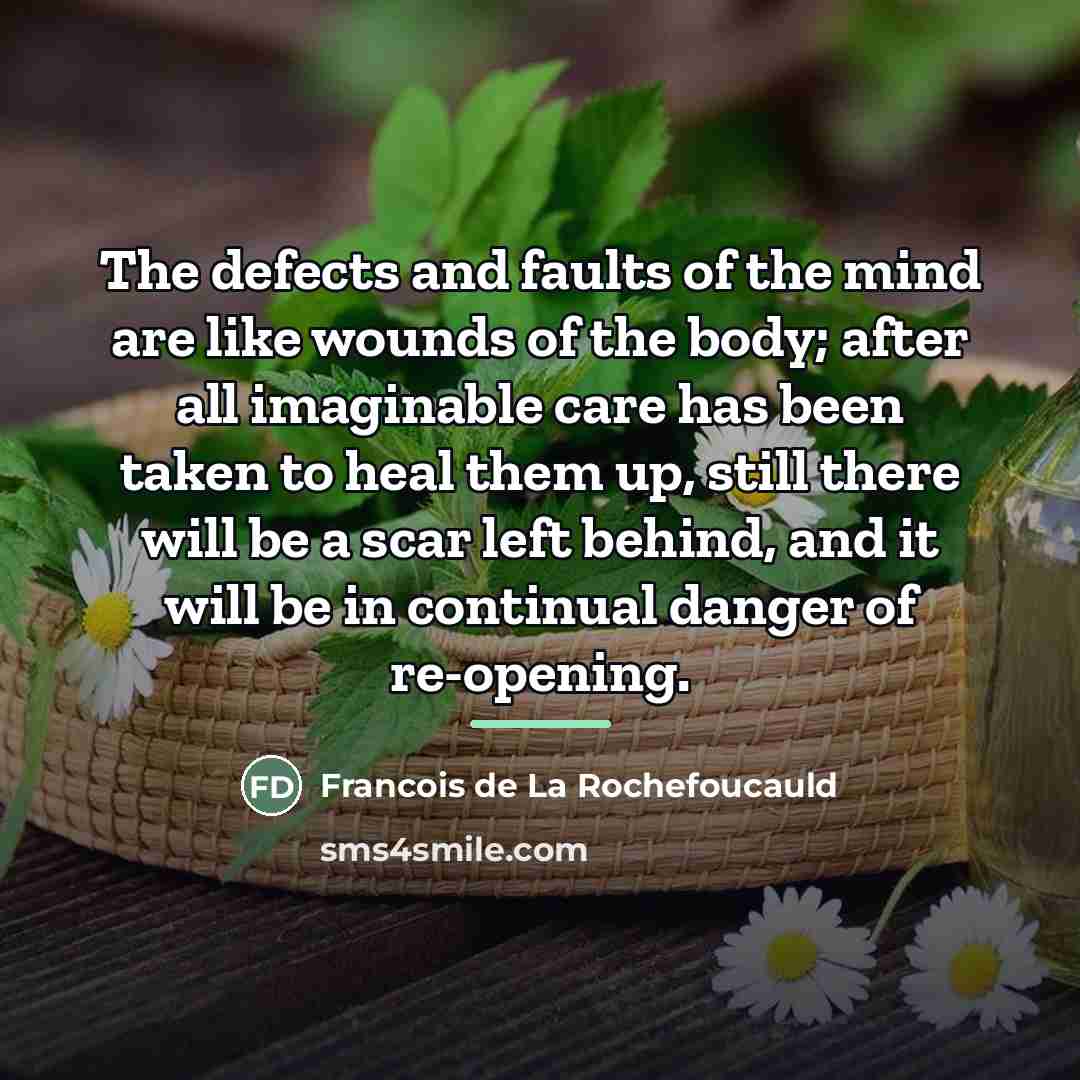 “The defects and faults of the mind are like wounds…” quote by Francois De La Rochefoucauld