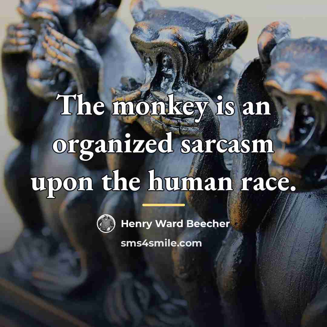 “The monkey is an organized sarcasm upon the human race.…” quote by Henry Ward Beecher