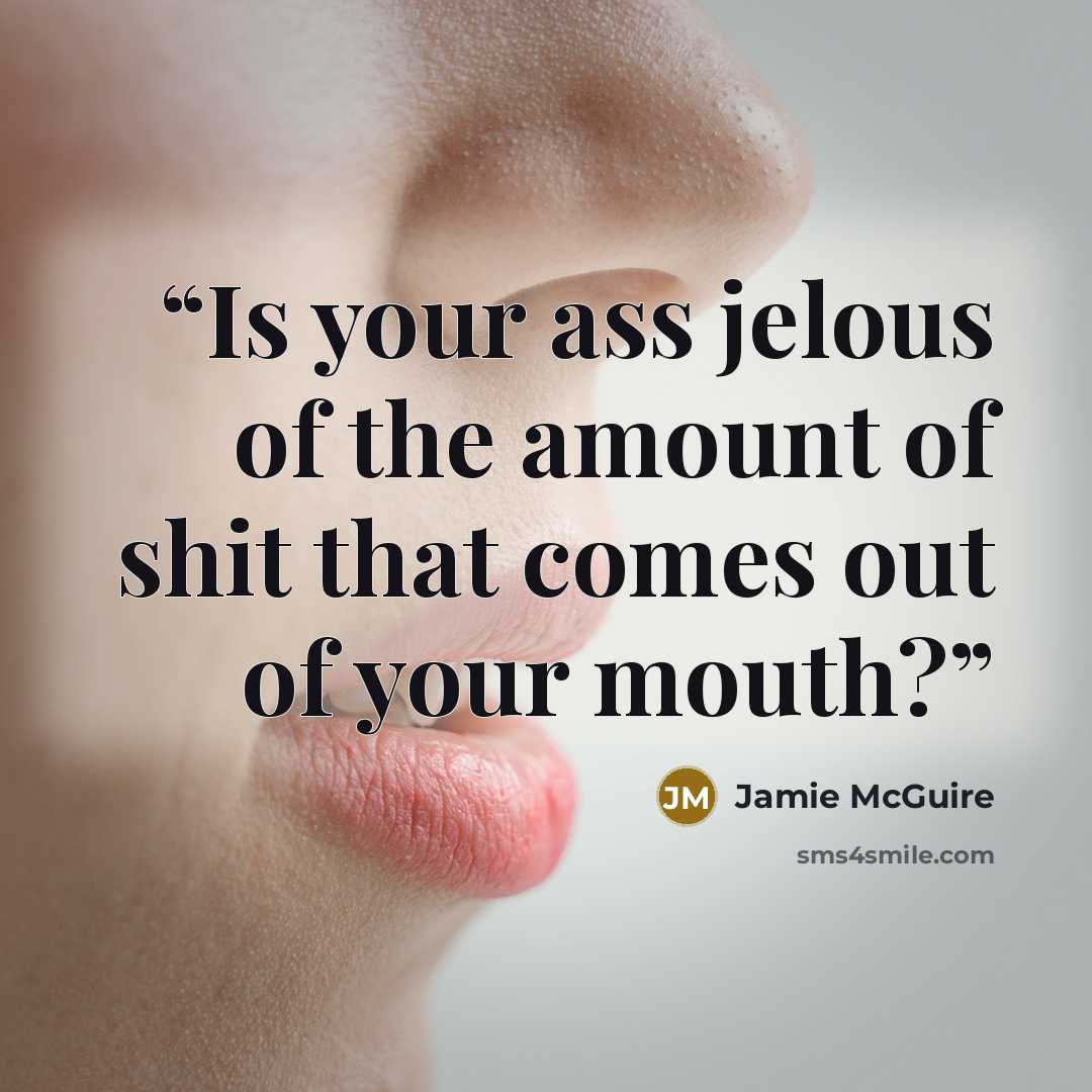“Is your ass jelous of the amount of shit that comes out of your mouth?” quote by Jamie McGuire