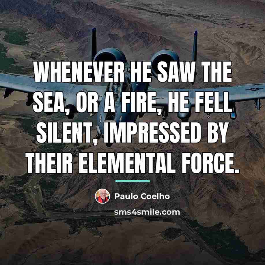 “Whenever he saw the sea, or a fire, he fell…” quote by Paulo Coelho