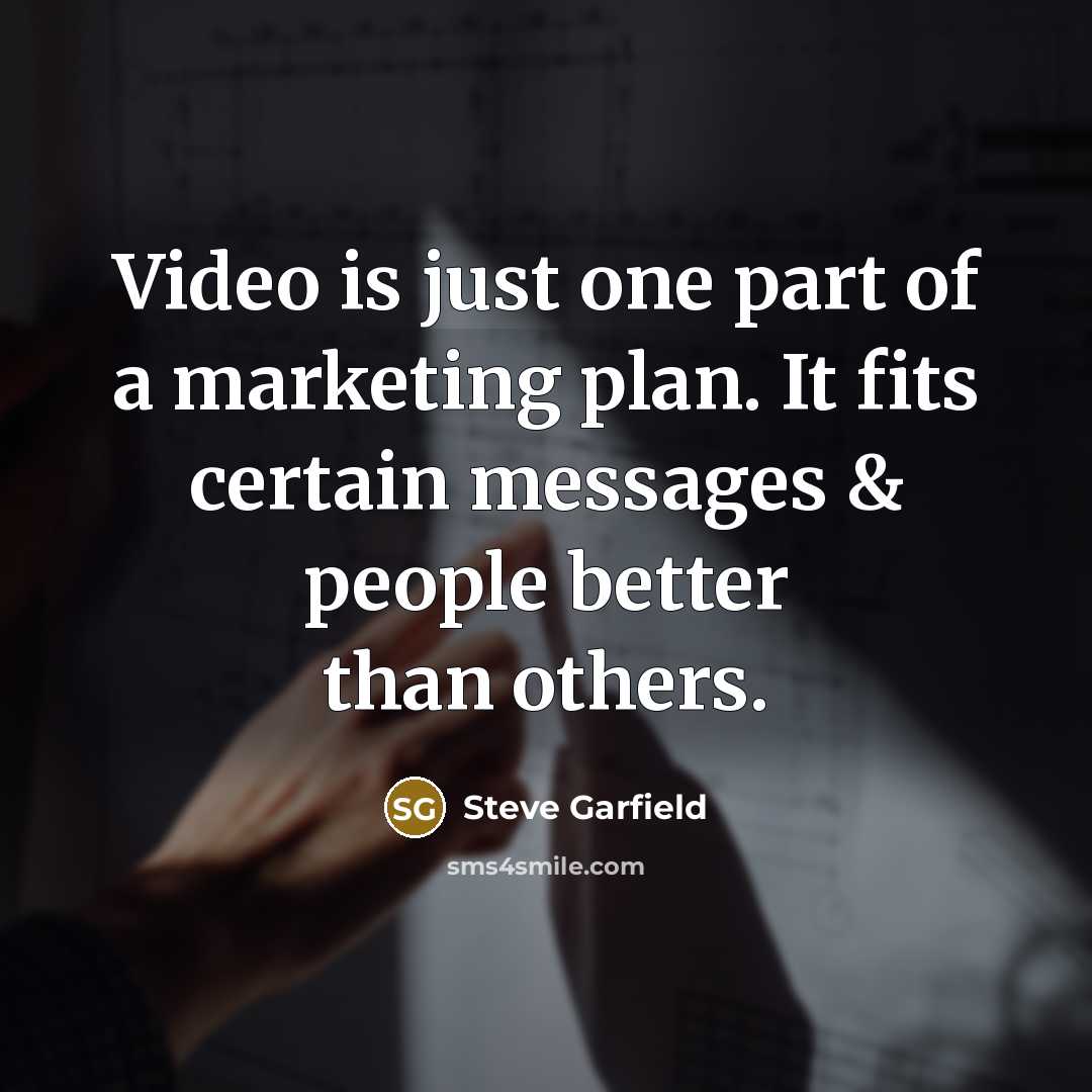 “Video is just one part of a marketing plan. It…” quote by Steve Garfield