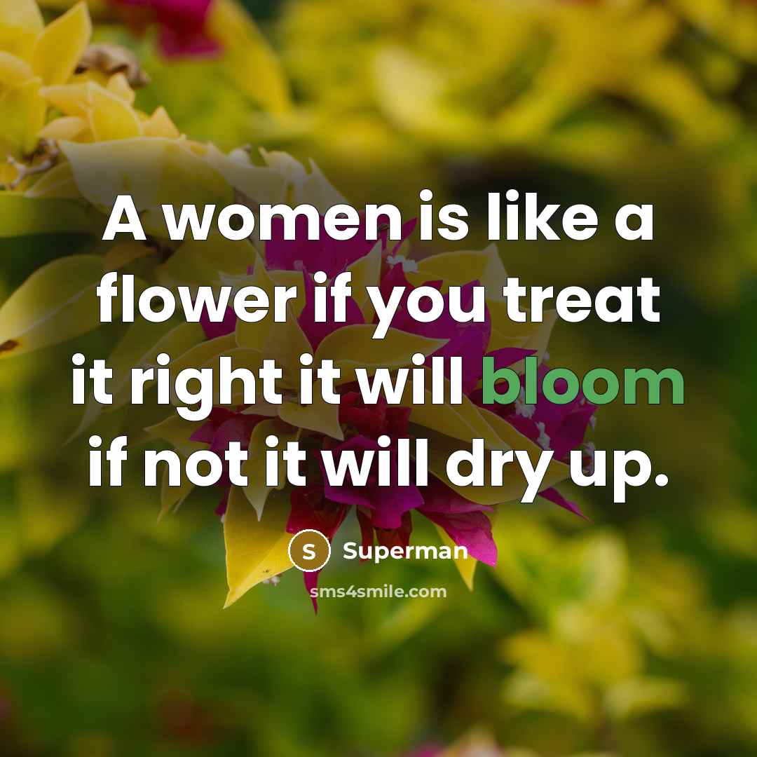 “A women is like a flower if you treat it…” quote by Superman
