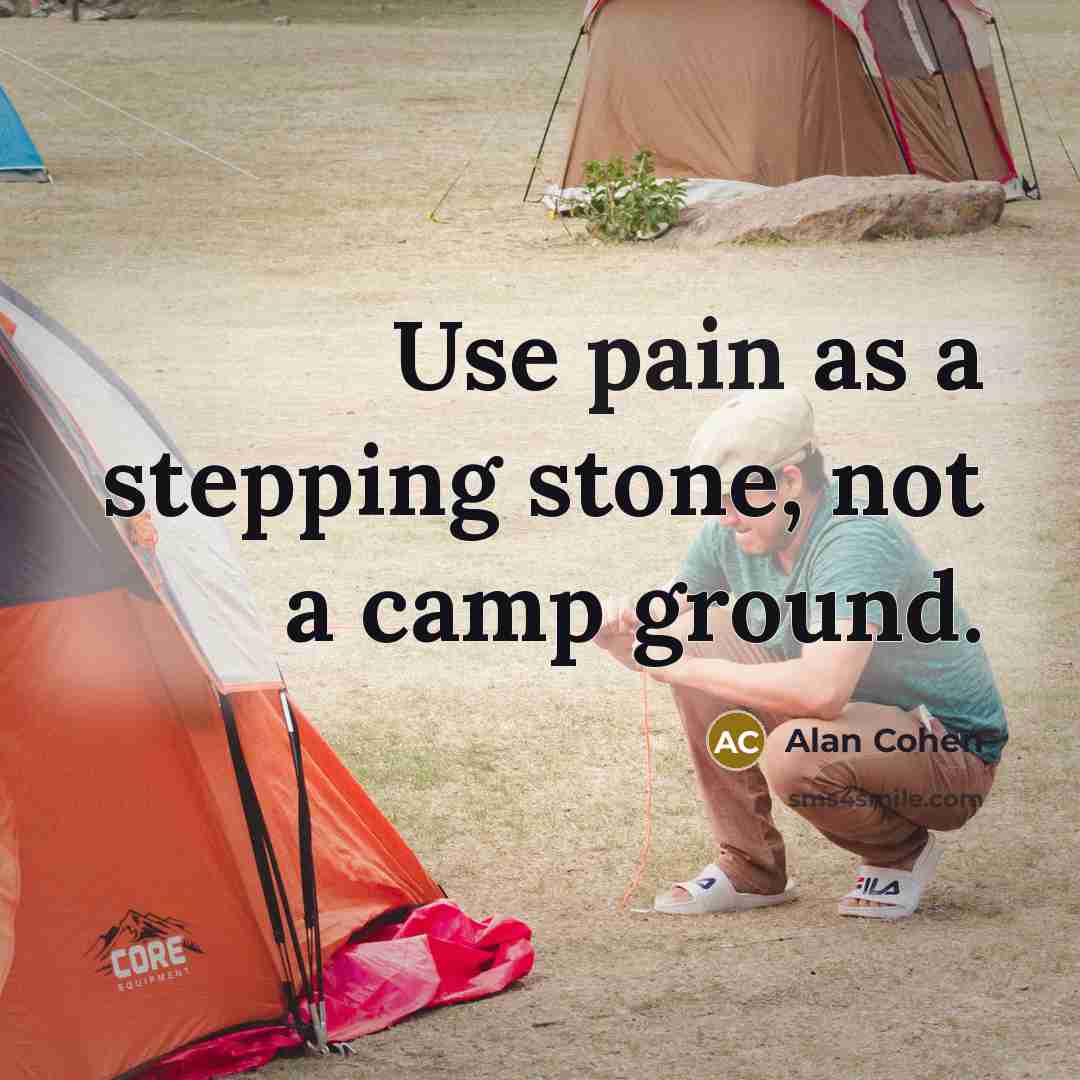 “Use pain as a stepping stone, not a camp ground.…” quote by Alan Cohen