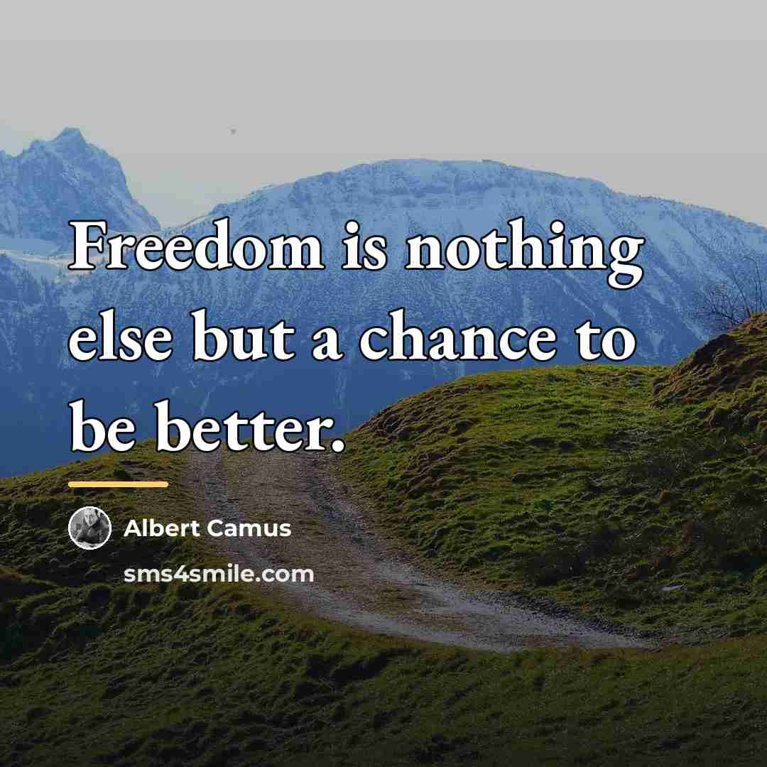 “Freedom is nothing else but a chance to be better.…” quote by Albert Camus