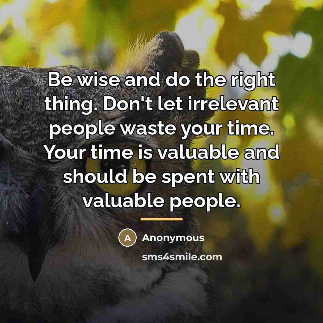 “Be wise and do the right thing. Don't let irrelevant…” quote by Anonymous