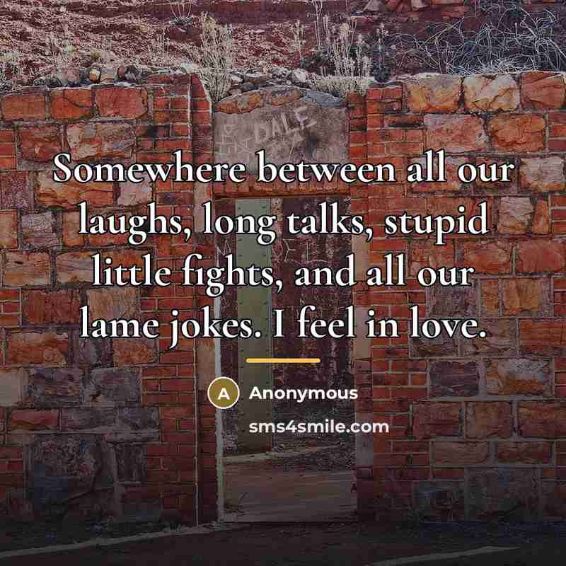 “Somewhere between all our laughs, long talks, stupid little fights,…” quote by Anonymous