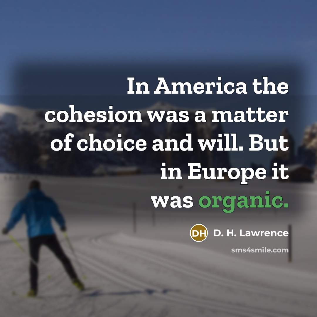 “In America the cohesion was a matter of choice and…” quote by D. H. Lawrence