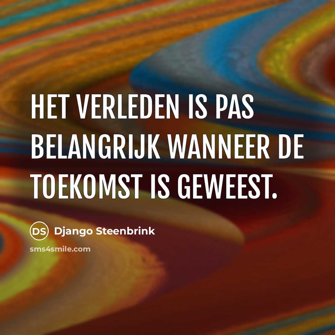 “Het verleden is pas belangrijk wanneer de toekomst is geweest.…” quote by Django Steenbrink