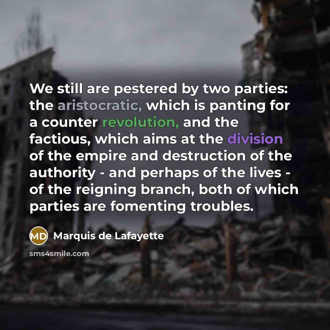 “We still are pestered by two parties: the aristocratic, which…” quote by Marquis de Lafayette