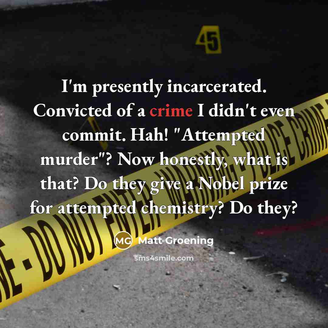 “I'm presently incarcerated. Convicted of a crime I didn't even…” quote by Matt Groening