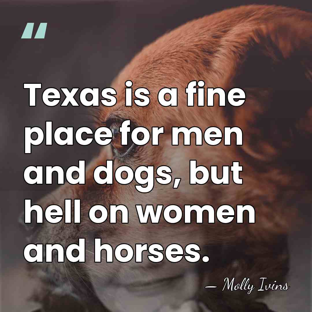 Texas is a fine place for men and dogs, but hell on&hellip; - Molly Ivins