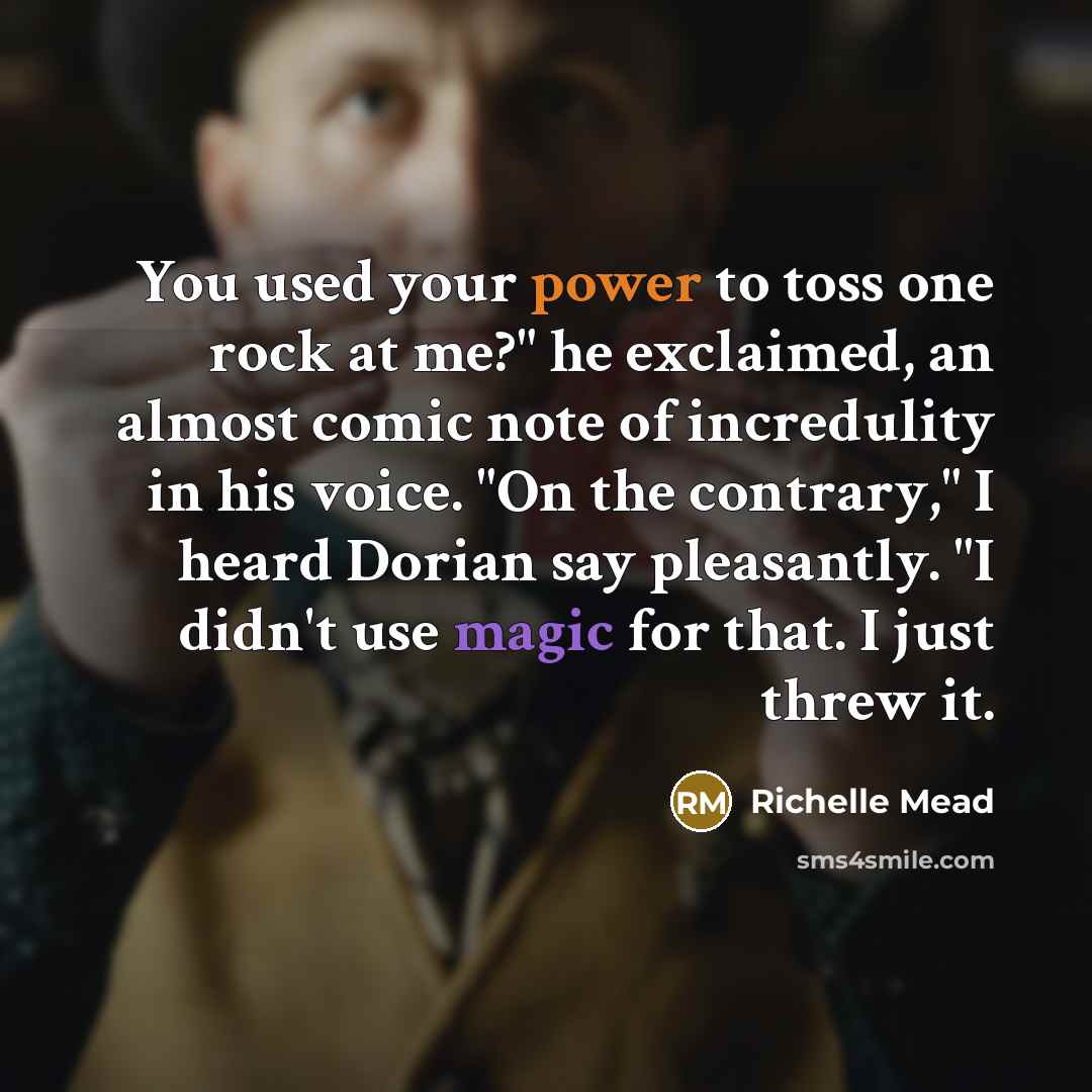 “You used your power to toss one rock at me?"…” quote by Richelle Mead