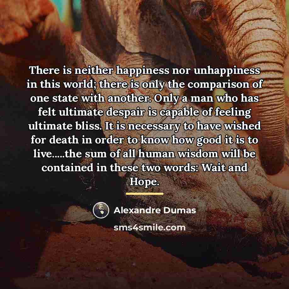 “There is neither happiness nor unhappiness in this world; there…” quote by Alexandre Dumas