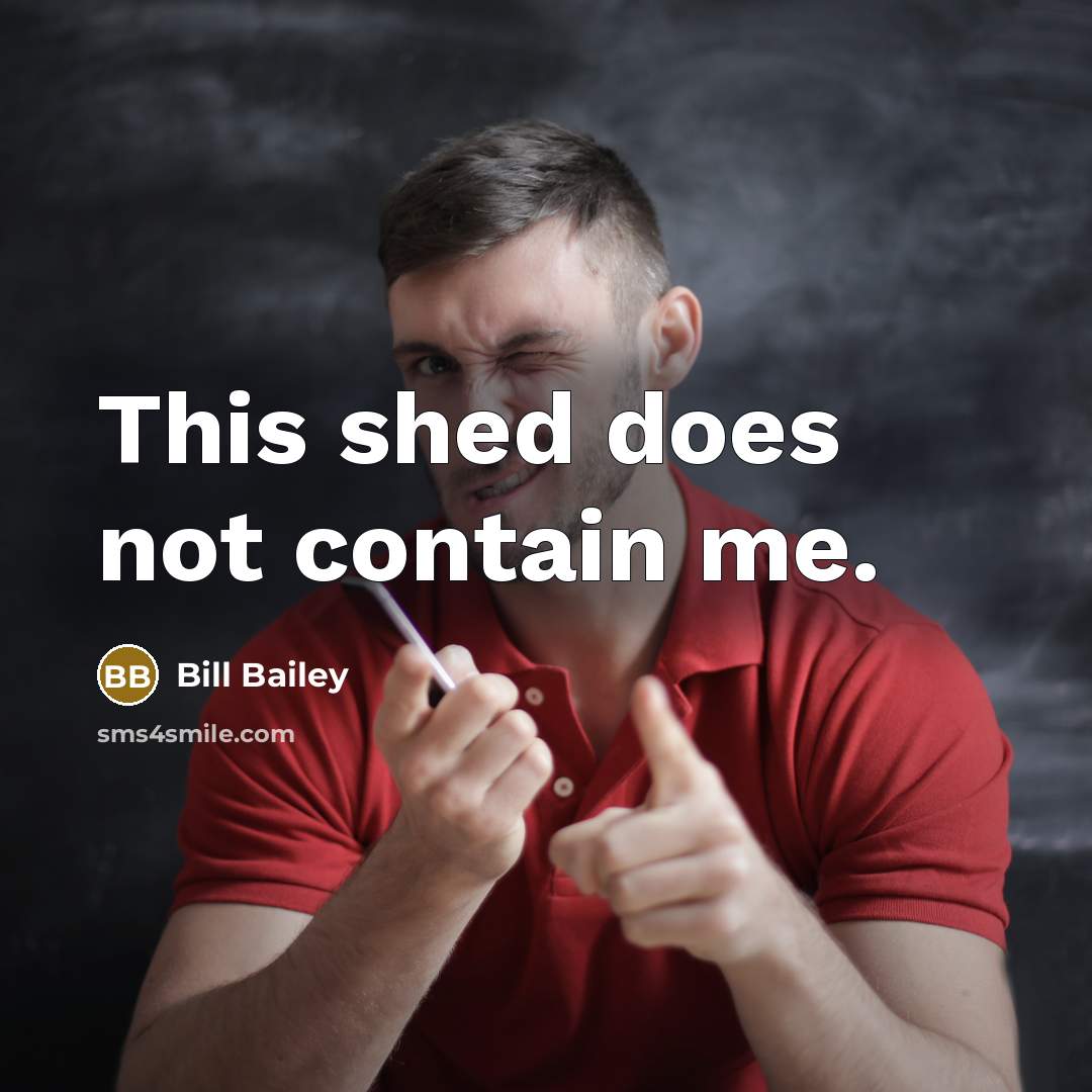 “This shed does not contain me.” quote by Bill Bailey
