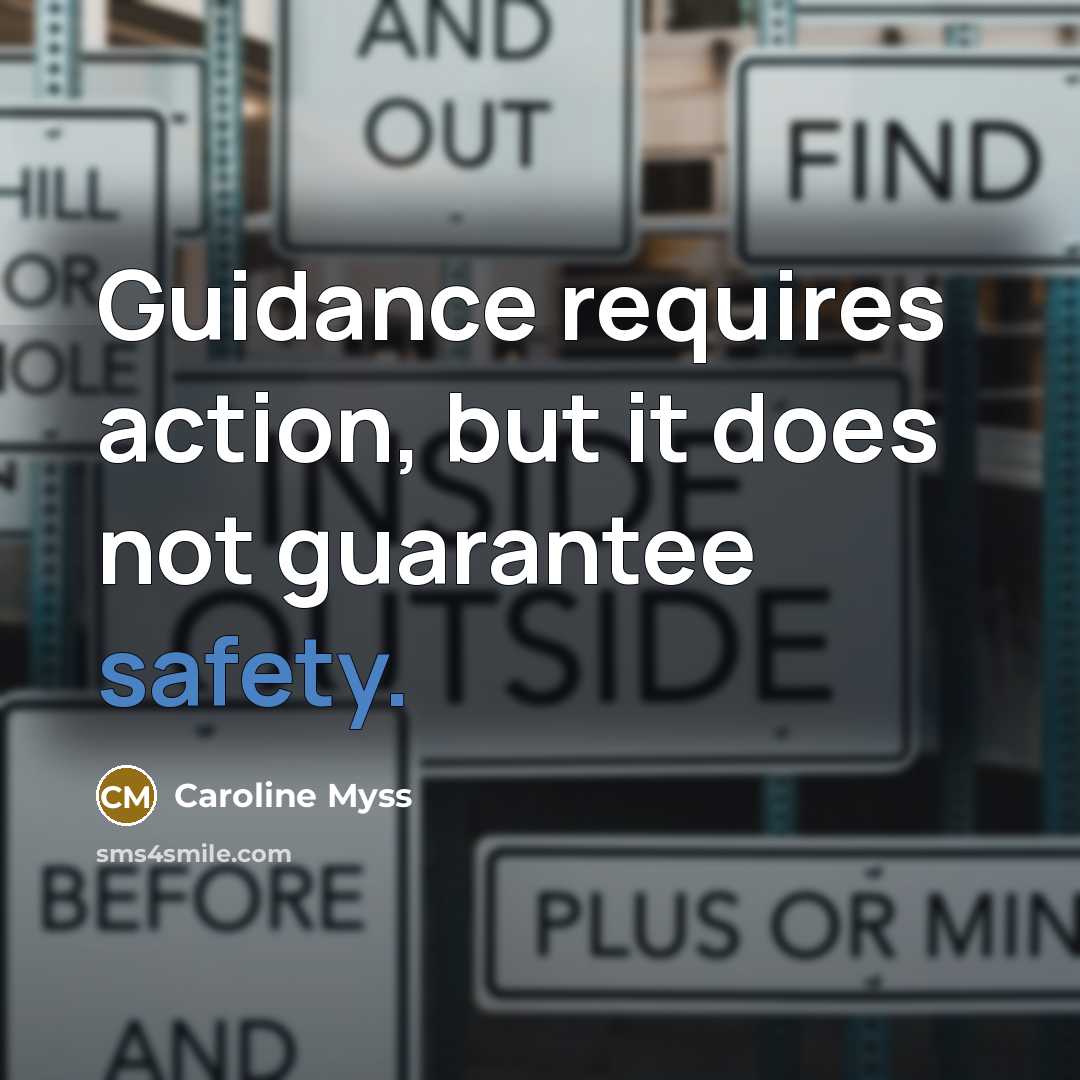“Guidance requires action, but it does not guarantee safety.…” quote by Caroline Myss