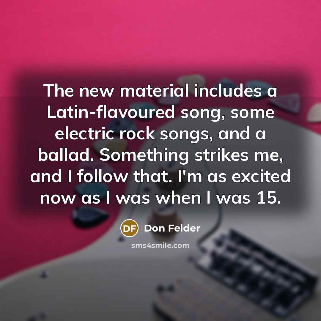 “The new material includes a Latin-flavoured song, some electric rock…” quote by Don Felder
