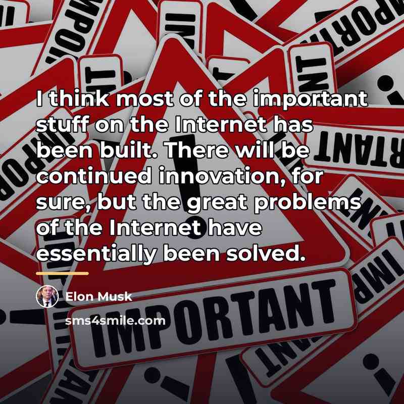 “I think most of the important stuff on the Internet…” quote by Elon Musk