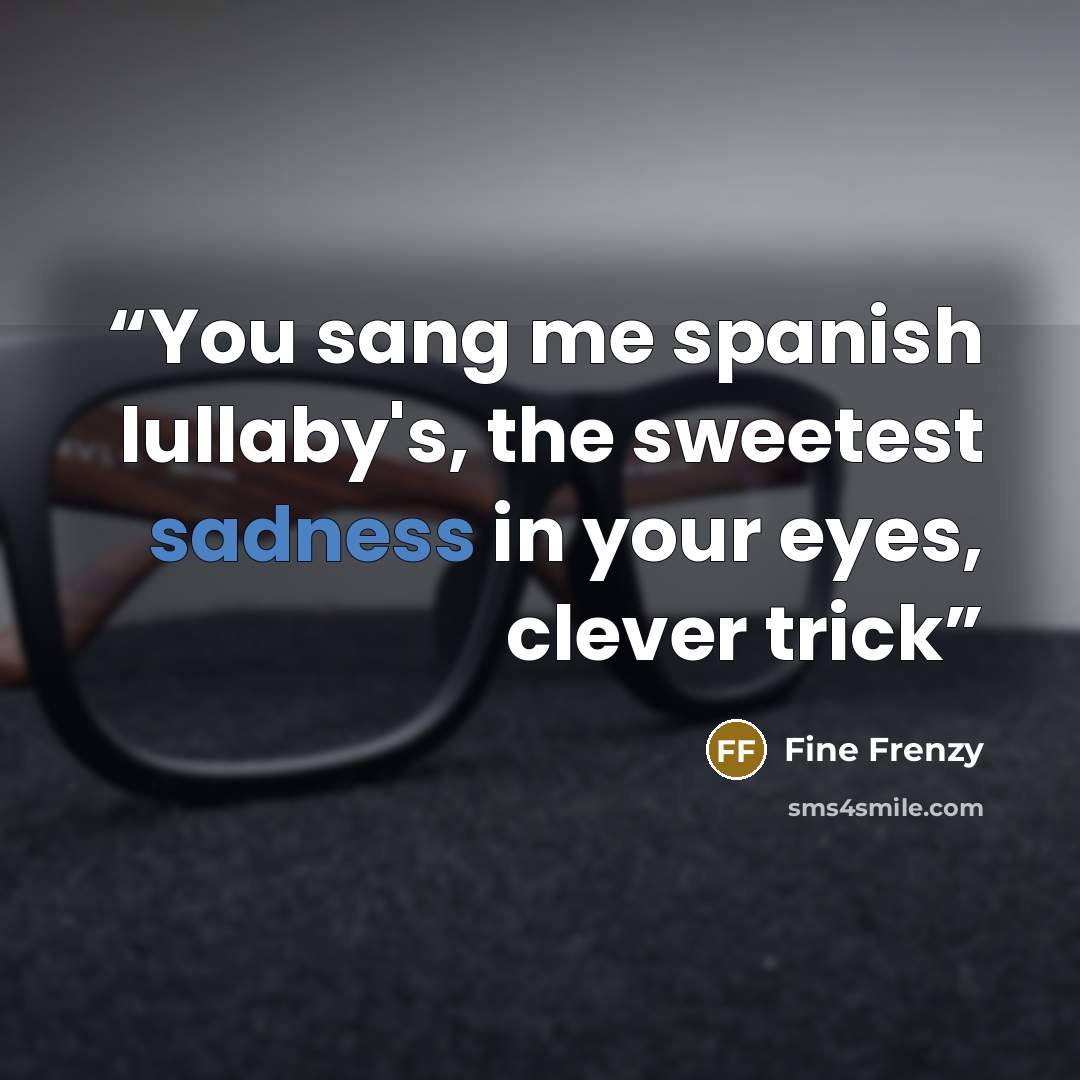 “You sang me spanish lullaby's, the sweetest sadness in your eyes, clever trick” quote by Fine Frenzy
